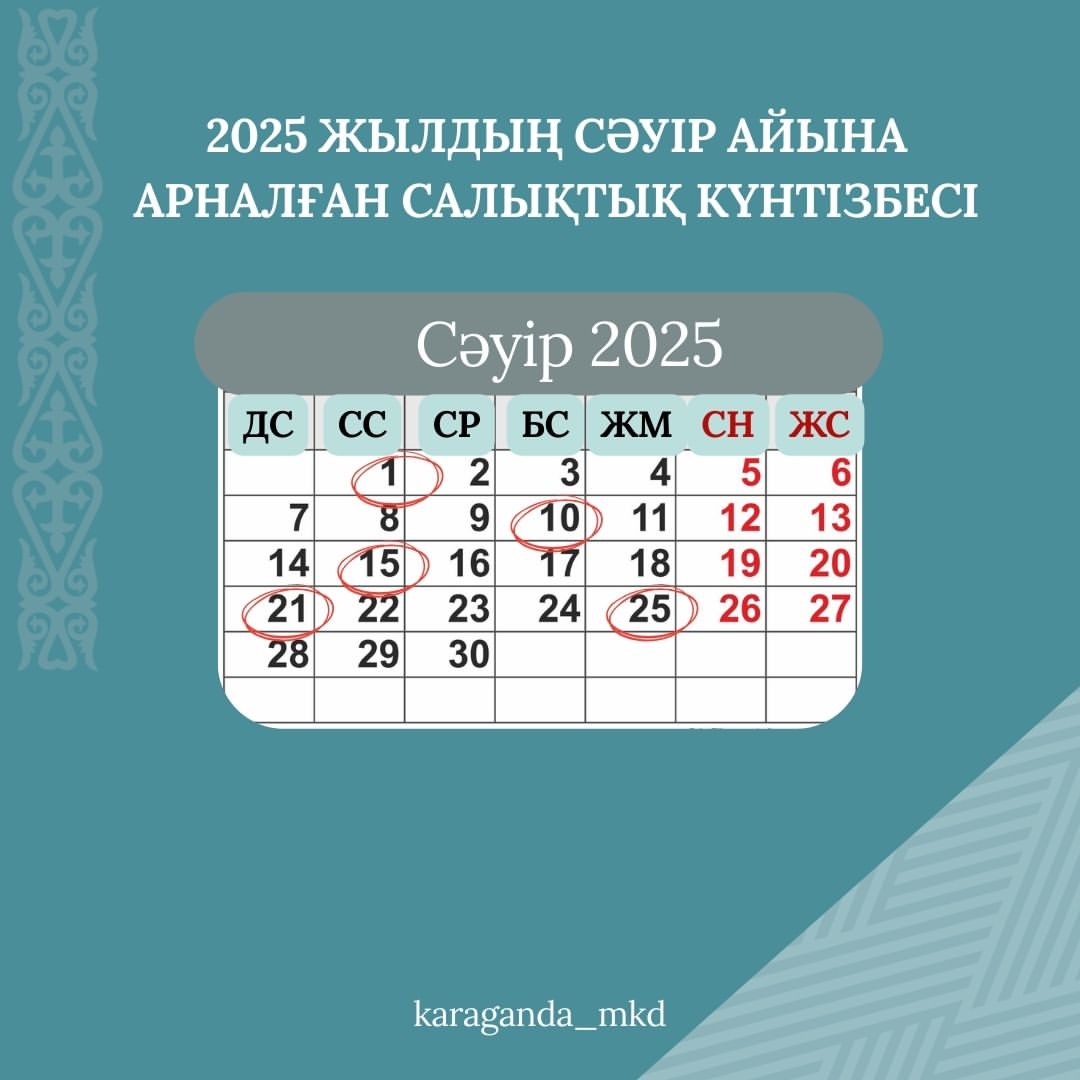 Налоговый календарь на прель 2025 года