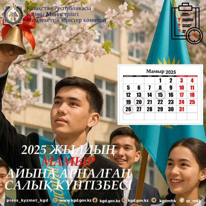 НАЛОГОВЫЙ КАЛЕНДАРЬ НА МАЙ МЕСЯЦ 2025 ГОДА