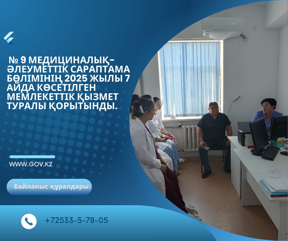 Итоговая информация о государственной услуге за 7 месяцев 2025 года отдела медико-социальной экспертизы № 9.