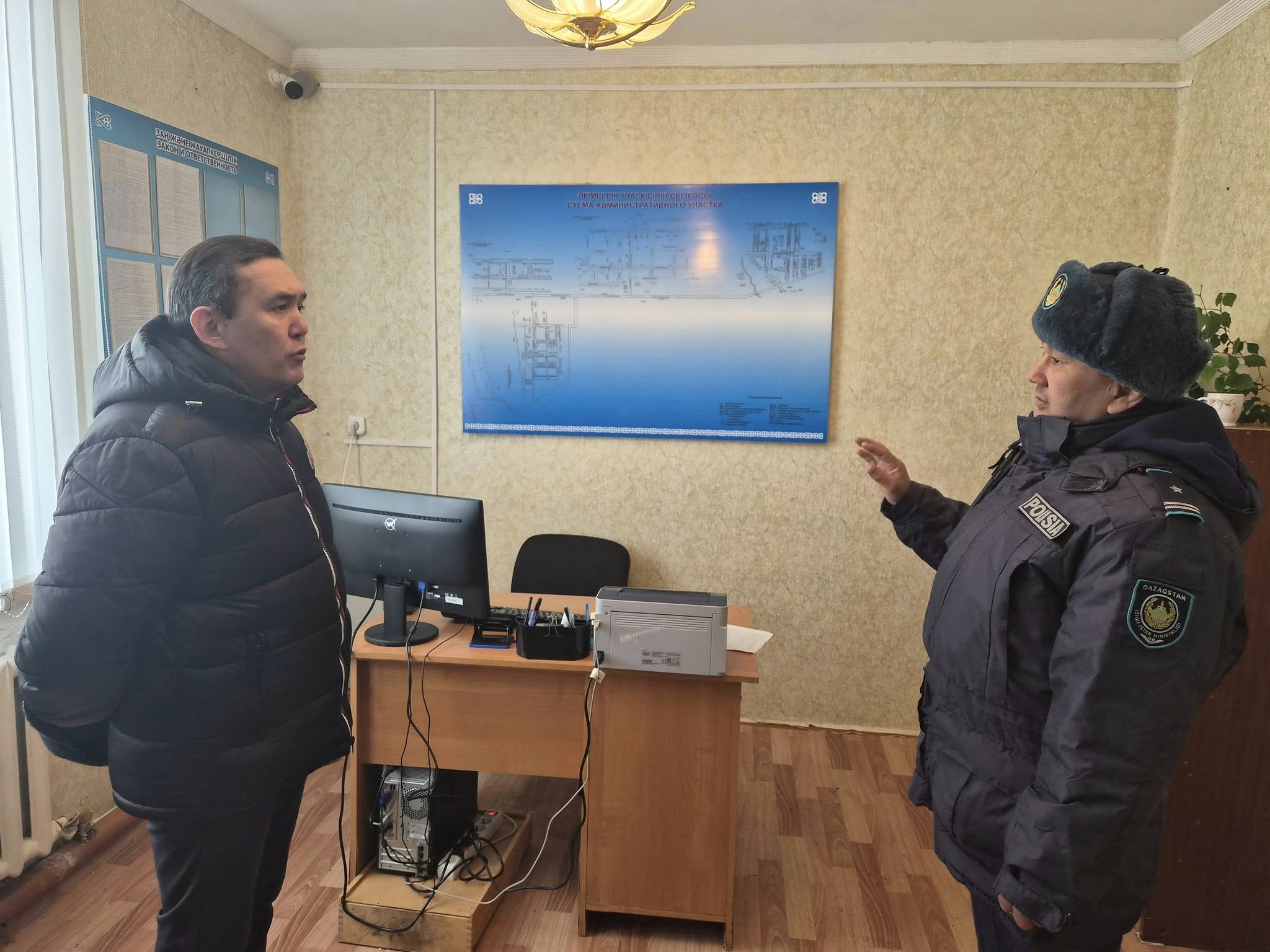 Посещение участковых пунктов полиции района им. Г.Мусрепова, ИВС и комнат для административно задержанных