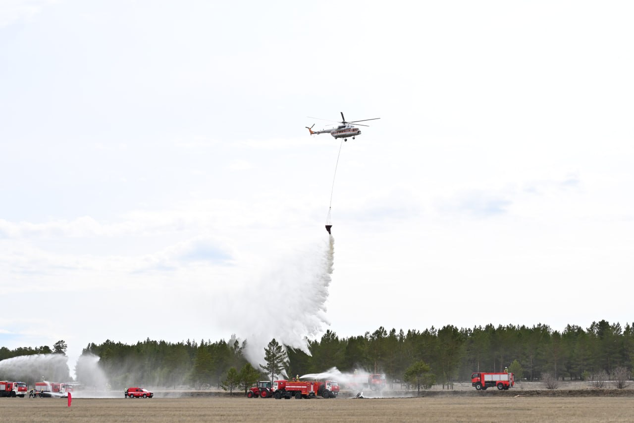 В области Абай проведены учения по тушению условного лесного пожара с применением современных технологий
