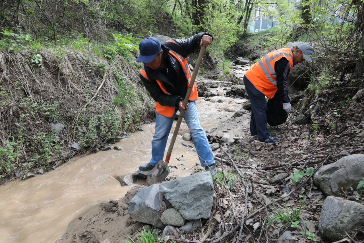 Берег реки Терисбулак очистили от мусора в Медеуском районе Алматы