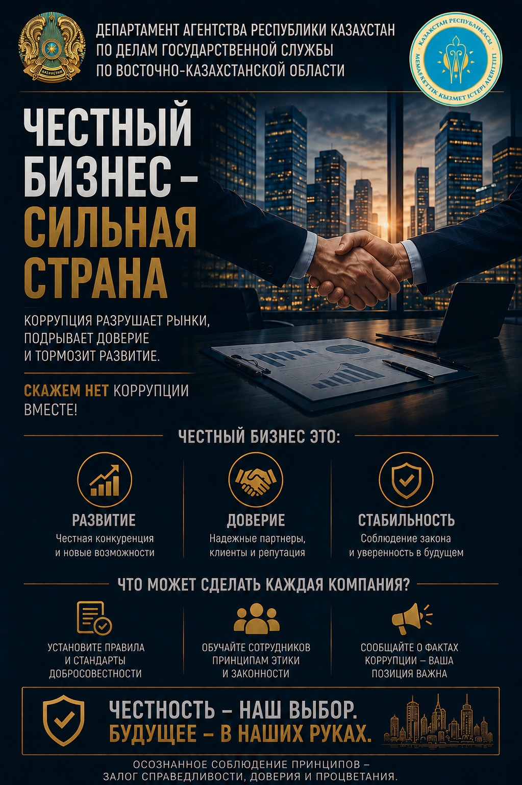 Честный бизнес – сильная страна. Коррупция разрушает рынки, подрывает доверие и тормозит разивтие. Скажем нет коррупции вместе! #скажемнеткоррупции