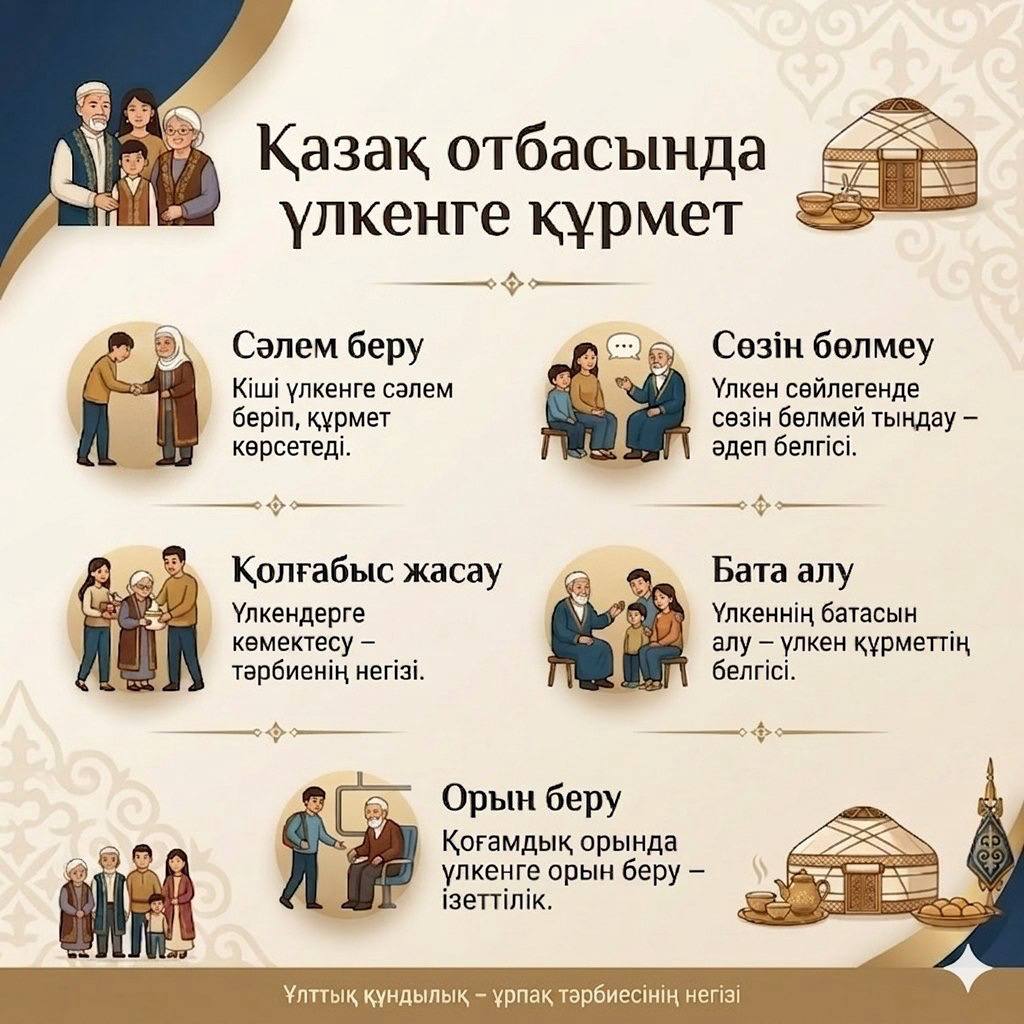 Уважение к старшим в казахской семье.