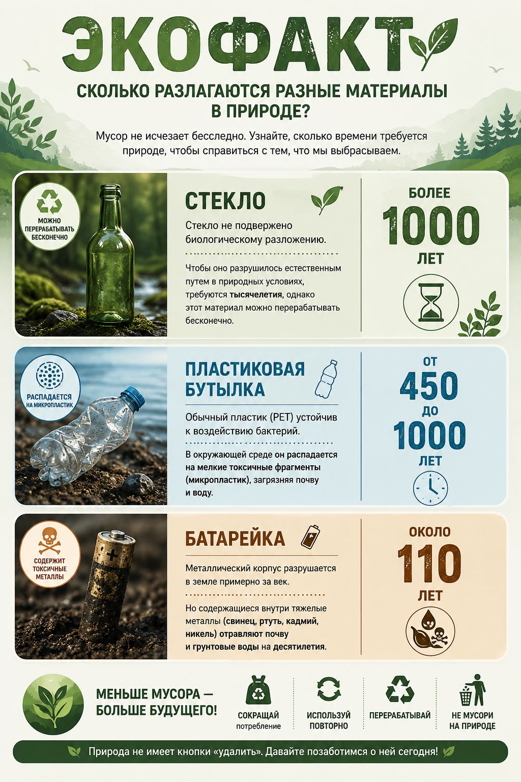 ЭКОФАКТ: Сколько времени разлагается мусор в природе?