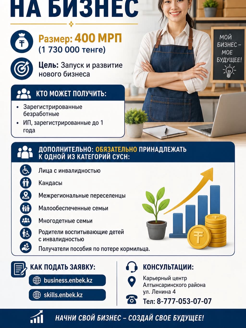 Прием заявок на получение государственных грантов для реализации новых бизнес-идей.