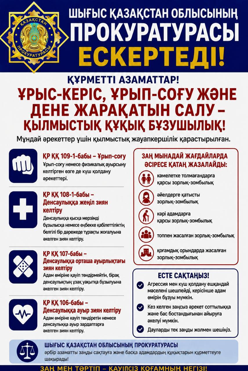 Памятка от Прокуратуры ВКО
