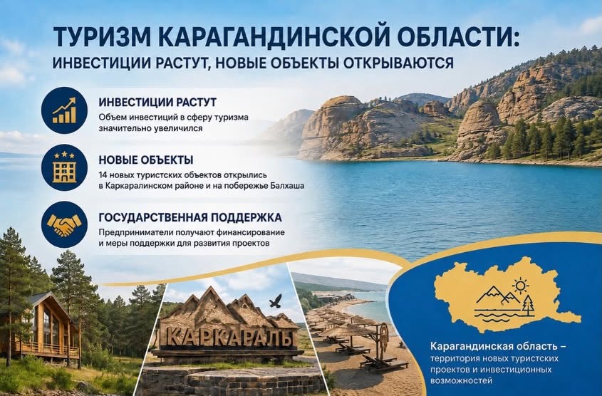 Туризм Карагандинской области: инвестиции растут, новые объекты открываются