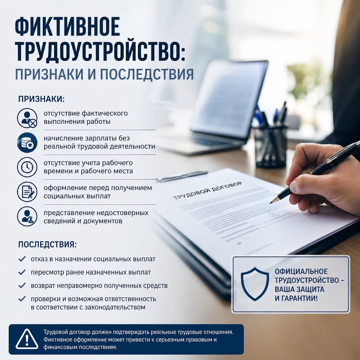 ФИКТИВНОЕ ТРУДОУСТРОЙСТВО: ПРИЗНАКИ И ПОСЛЕДСТВИЯ
