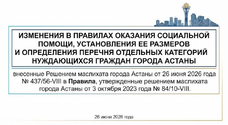 Об изменениях в предоставлении санаторно-курортного лечения в городе Астане