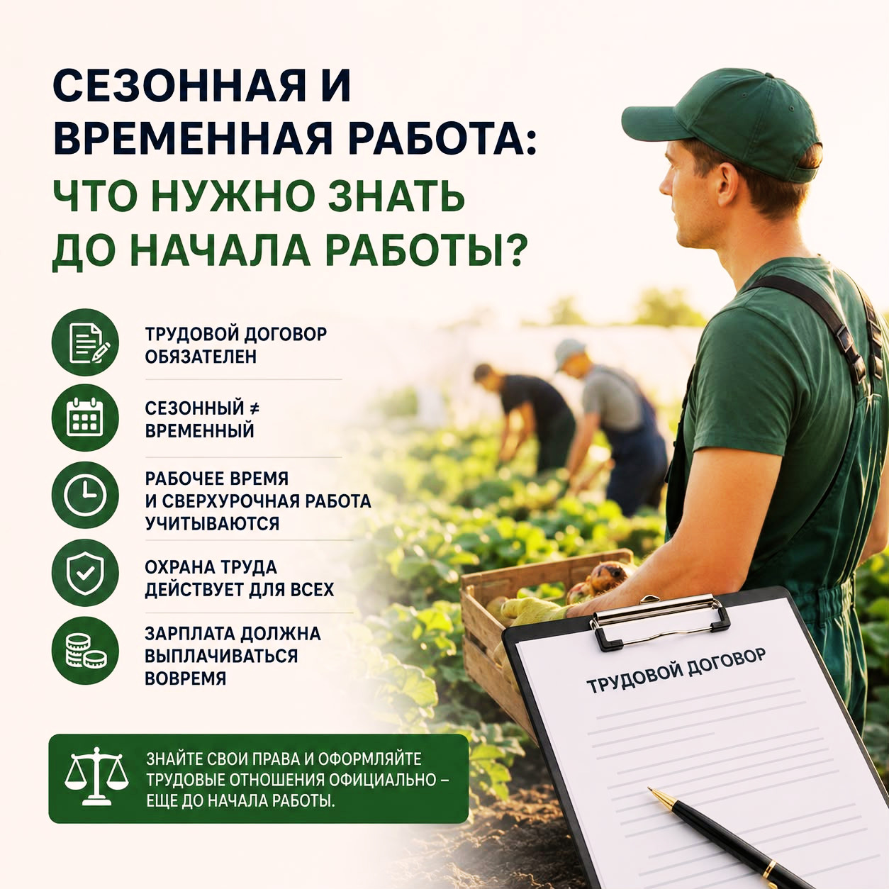 СЕЗОННАЯ И ВРЕМЕННАЯ РАБОТА: ЧТО НУЖНО ЗНАТЬ ДО НАЧАЛА РАБОТЫ?