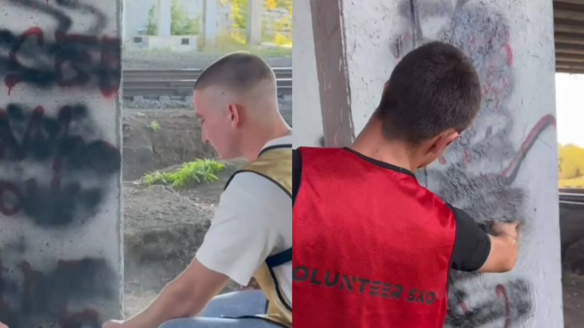 Транспортные полицейские и волонтеры очистили железнодорожные объекты от граффити