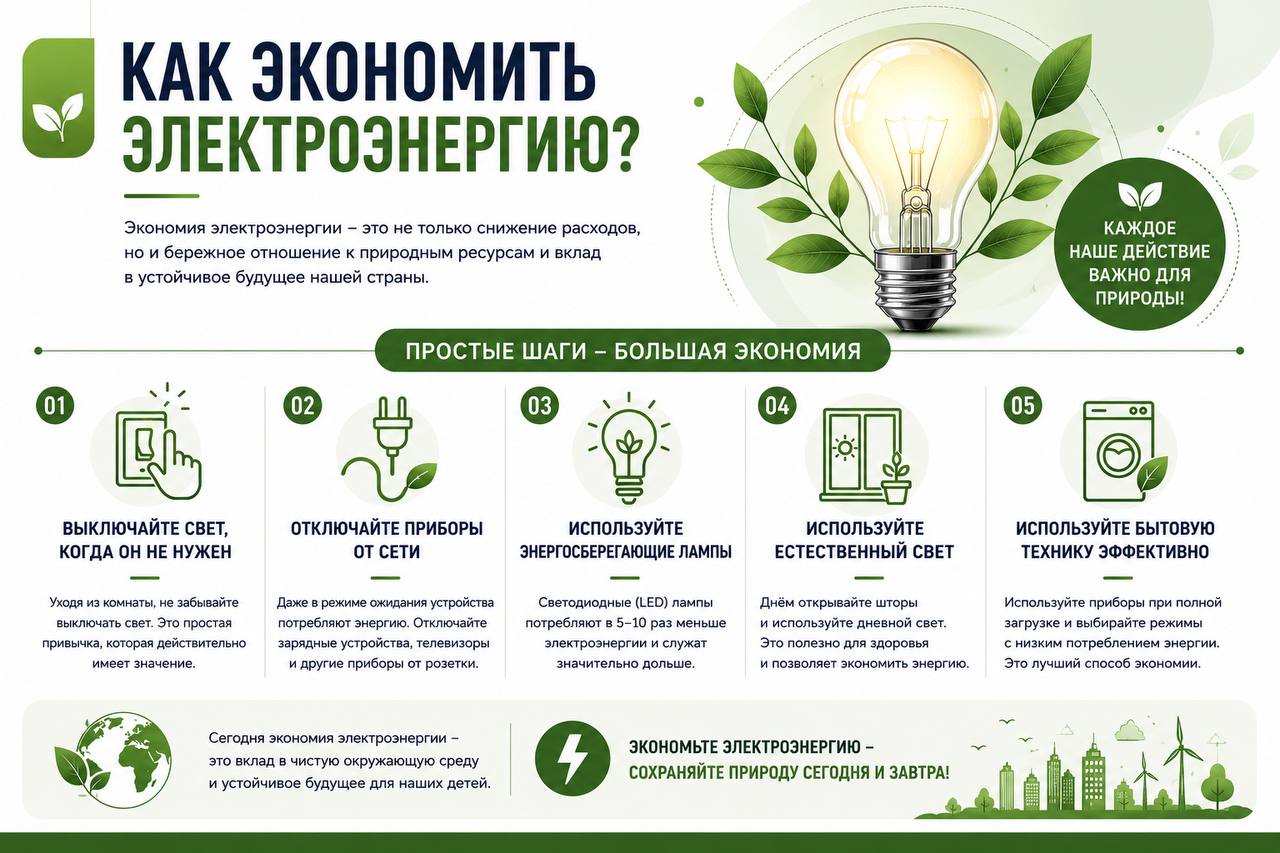 ЭКОНОМИМ ЭЛЕКТРОЭНЕРГИЮ — БЕРЕЖЁМ ПРИРОДУ