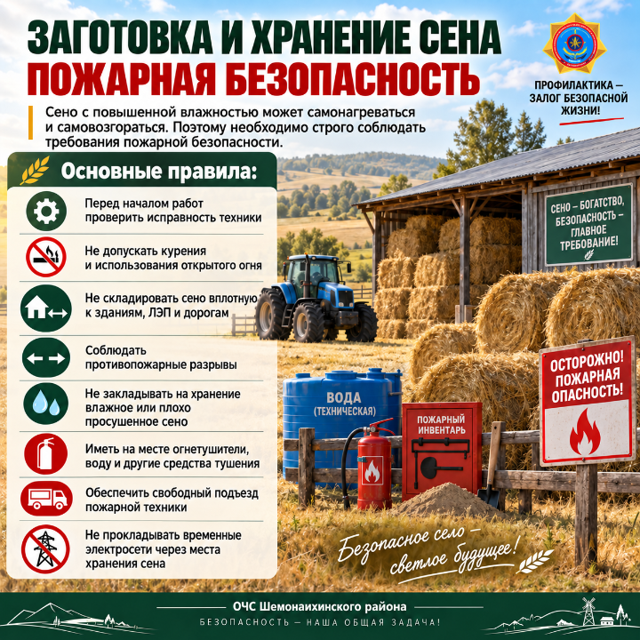 Пожарная безопасность при заготовке и хранении сена