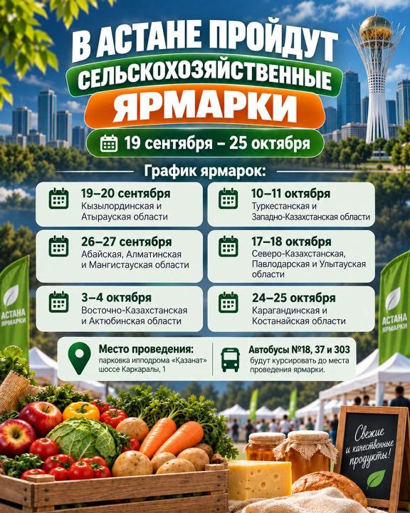 19–20 сентября в Астане пройдёт ярмарка продукции Кызылординской и Атырауской областей