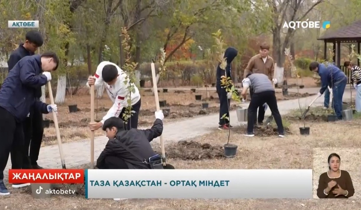 Таза Қазақстан – ортақ міндет Таза Қазақстан жалпы ұлттық экологиялық акциясы аясындағы қаланы көгалдандыру жұмыстары жалғасуда. Бұл жолы Қ.Жұбанов атындағы Ақтөбе өңірлік унверситеті жанындағы Жастар аллеясына 65 түп ағаш отырғызылды.